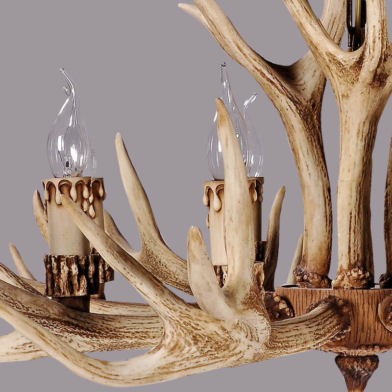 Rustic Industrial Antler Metal Resin 6-Light Chandelier for Living Room