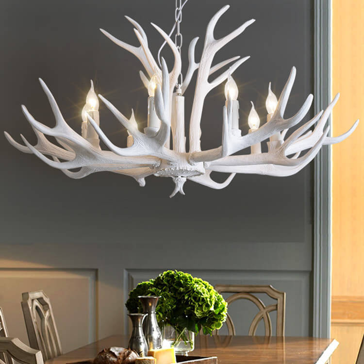 Rustic Industrial Antler Metal Resin 6-Light Chandelier for Living Room