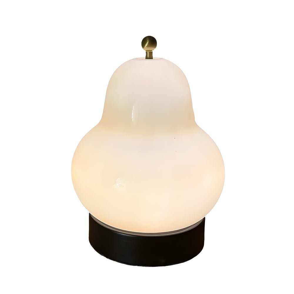 Elegant 7.5" Frosted Glass Pear LED Touch Table Lamp for Home Décor