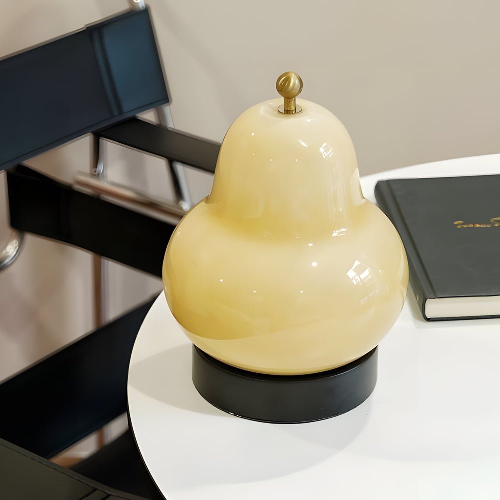 Elegant 7.5" Frosted Glass Pear LED Touch Table Lamp for Home Décor