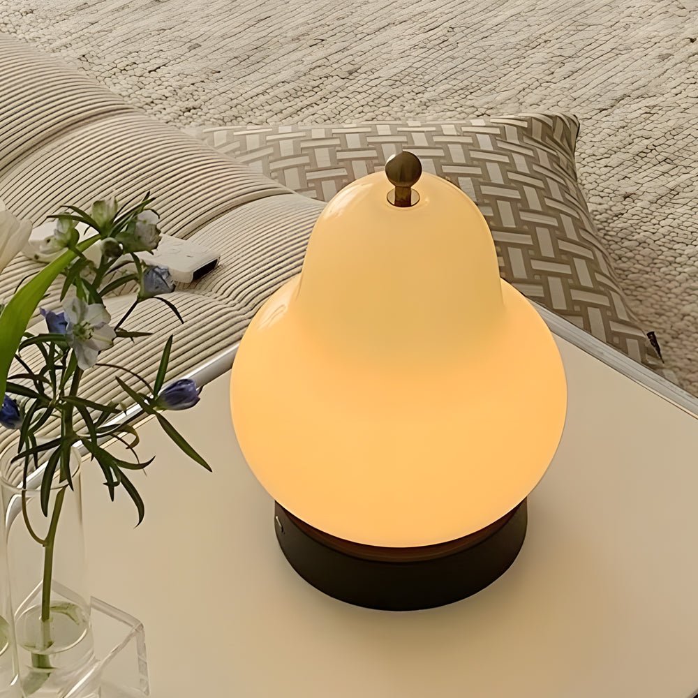 Elegant 7.5" Frosted Glass Pear LED Touch Table Lamp for Home Décor