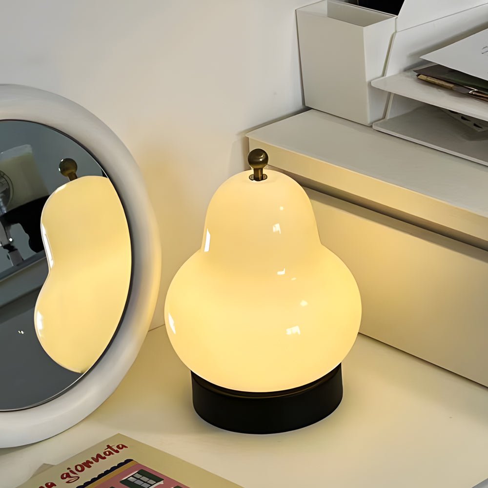 Elegant 7.5" Frosted Glass Pear LED Touch Table Lamp for Home Décor