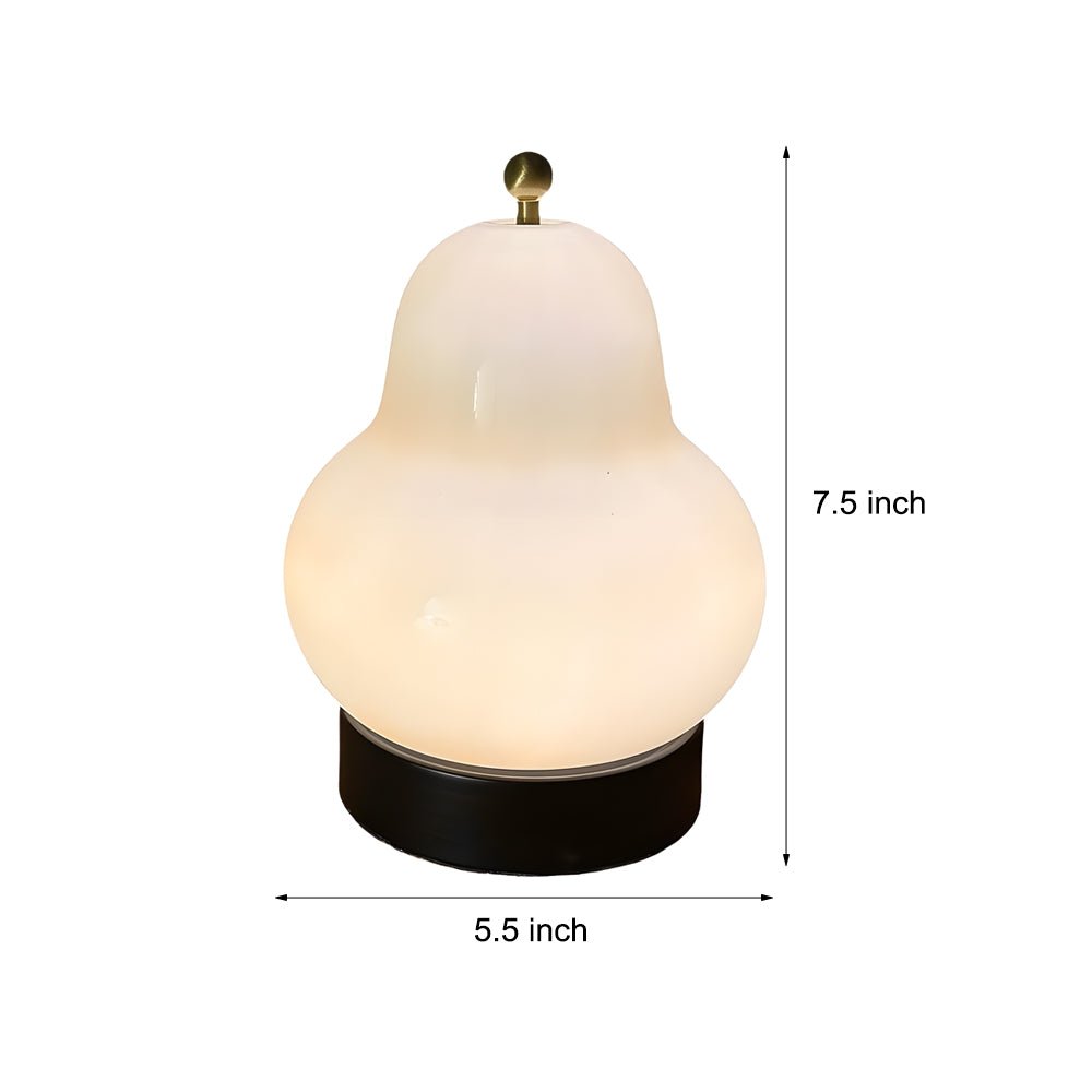 Elegant 7.5" Frosted Glass Pear LED Touch Table Lamp for Home Décor