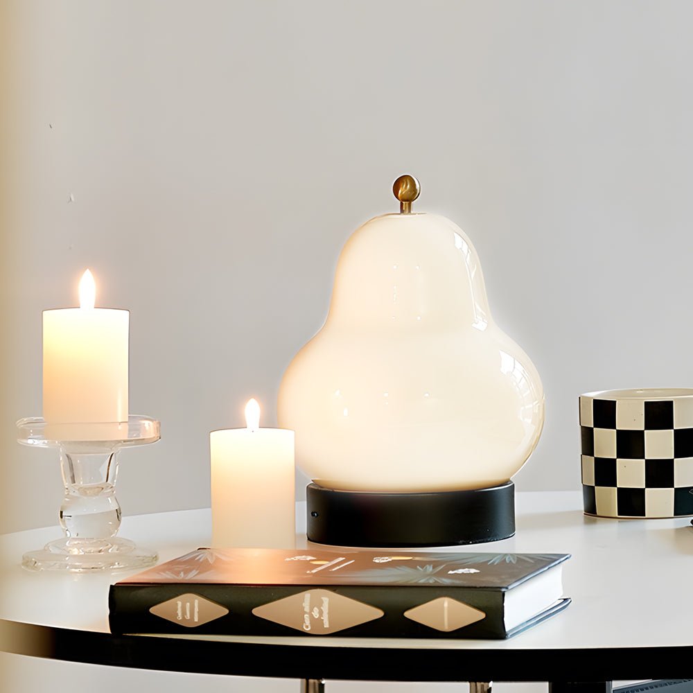 Elegant 7.5" Frosted Glass Pear LED Touch Table Lamp for Home Décor