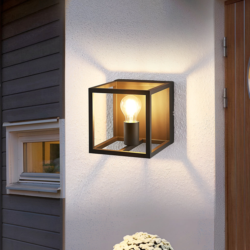 Modern Square Frame Black Wall Sconce - Stylish Lighting for Hallway