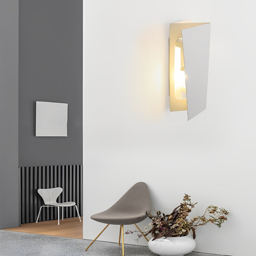 Modern Black Iron Folding Rectangular LED Wall Lamp for Living Spaces