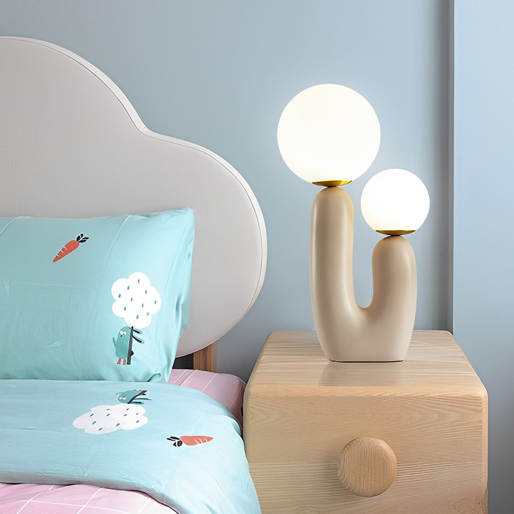 Beige Cactus LED Table Lamp – Modern Accent Lighting for Living Room