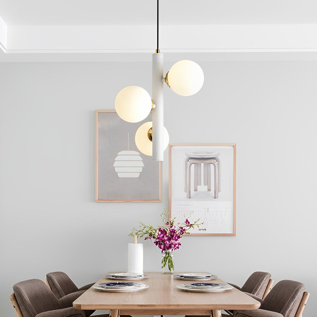 Nordic Style LED Chandelier with 3 Glass Balls for Dining Room Decor