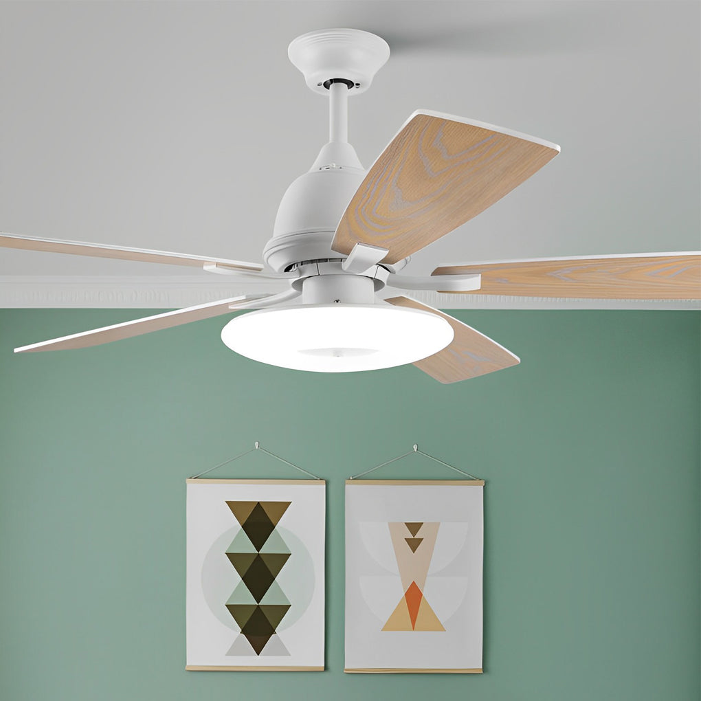 Dimmable 5-Blade Nordic Style LED Ceiling Fan with Remote Control for Bedroom