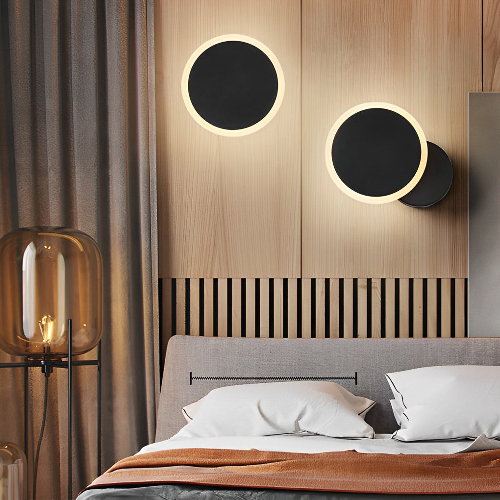 Modern White Acrylic Round Rotatable LED Wall Sconce for Living Room