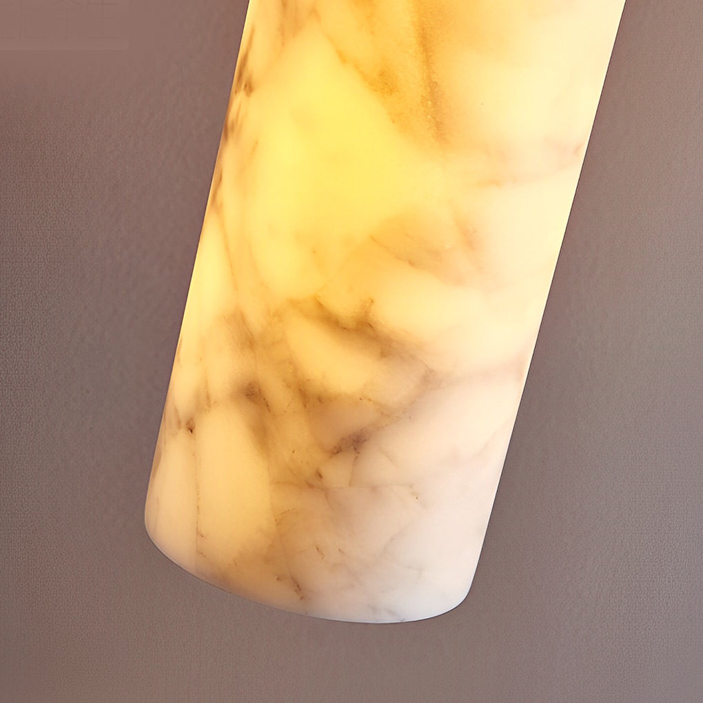 Elegant White Marble Cylinder Pendant Light for Modern Living Rooms