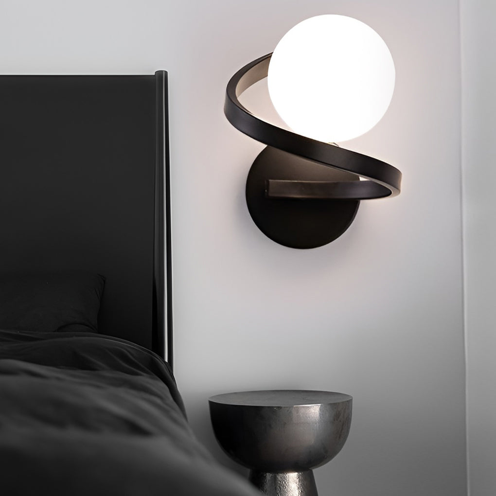 Curved Metal LED Wall Sconce in Stylish Black for Modern Bedrooms