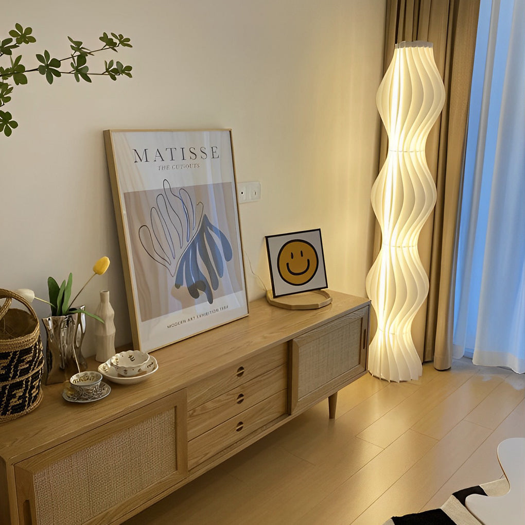 Modern Coastal Wavy White LED Floor Lamp for Beachy Living Room Decor