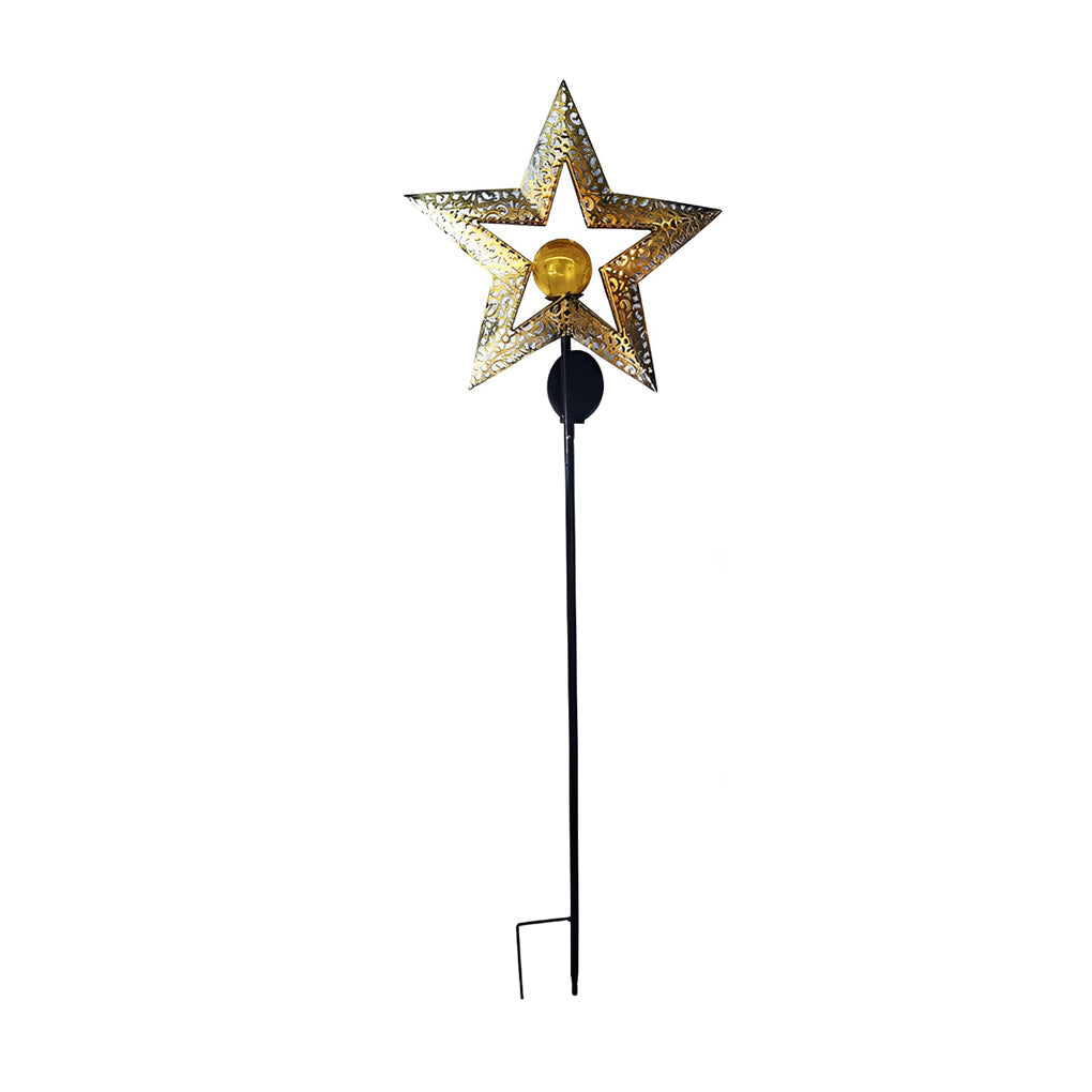 Artistic Solar Garden Light with Hollow Moon & Sun Flame Iron Design
