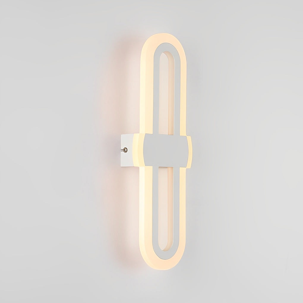 Modern White LED Rounded Rectangular Wall Sconce for Living Room