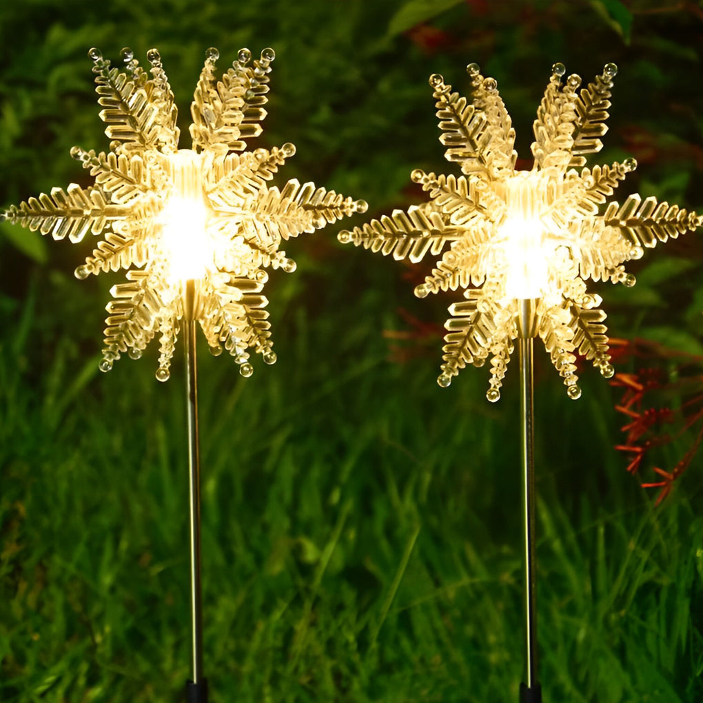 Elegant Acrylic Solar Snowflake Lawn Lights Set - 2PCS Outdoor Holiday Decor