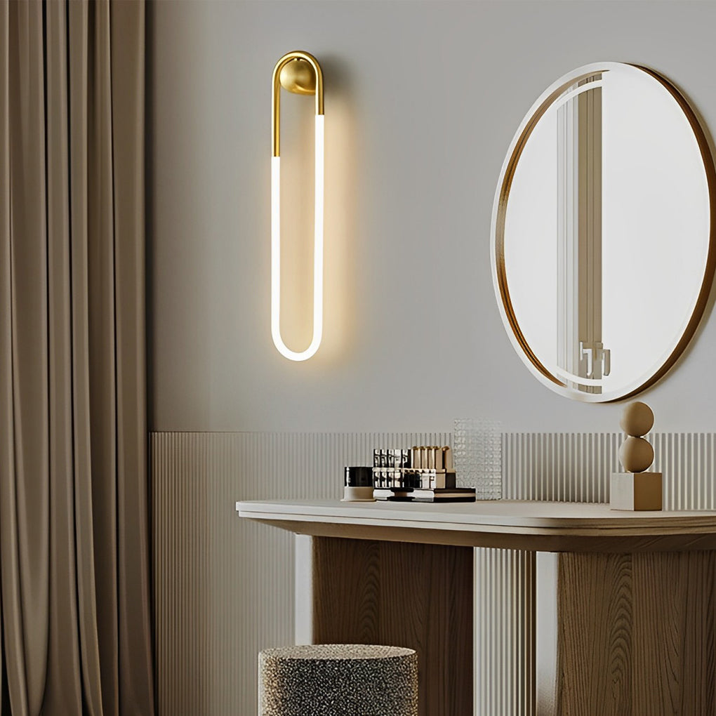 Minimalist Copper LED Wall Lamp with Three-Step Dimming for Modern Interiors