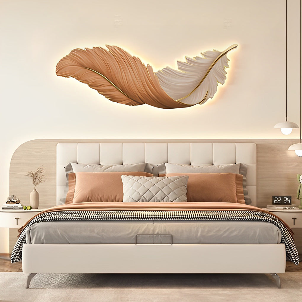 Modern White Feather LED Wall Lamp for Luxury Living Room Decor