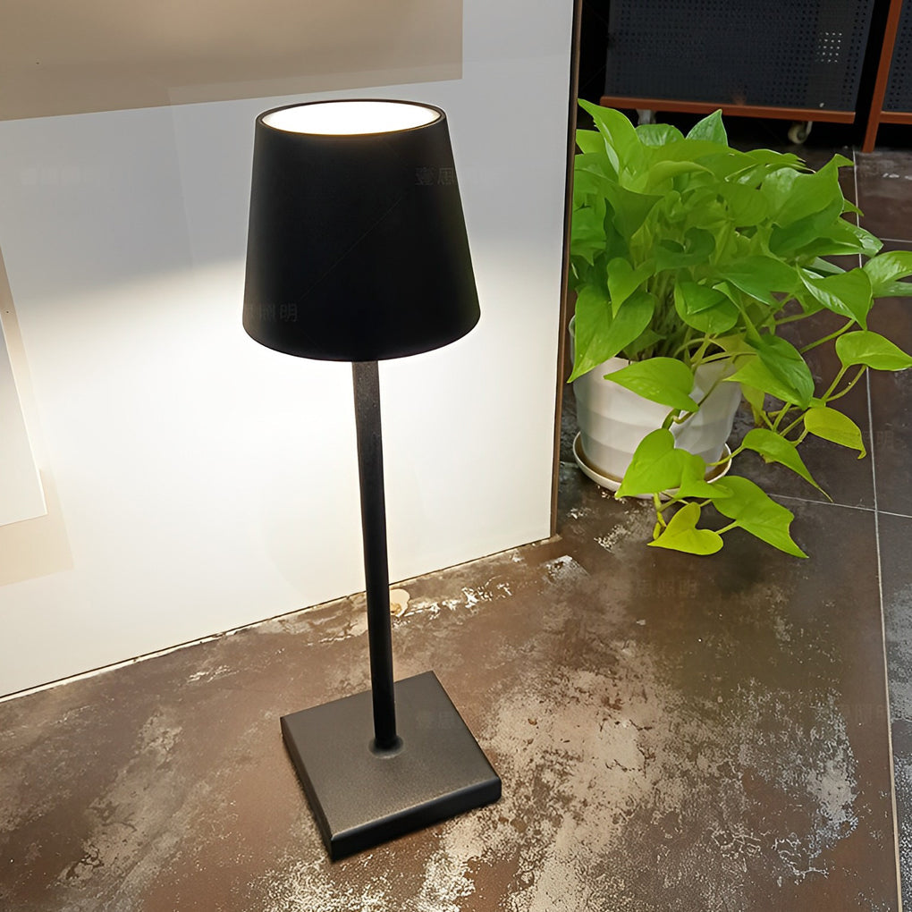 Stylish Aluminum Portable Rechargeable Touch-Control Table Lamp - Grey