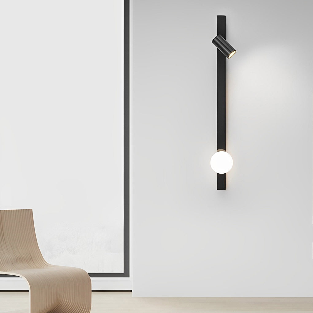 Modern Black and Gold LED Linear Wall Lamp with Dimmable Spotlight for Living Room