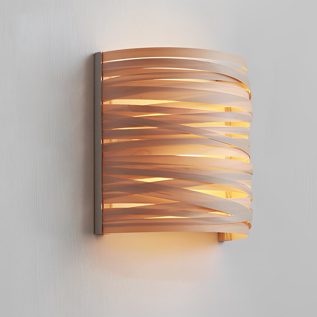 Handmade Semi-Cylindrical Wooden Wall Lamp for Modern Home Decor