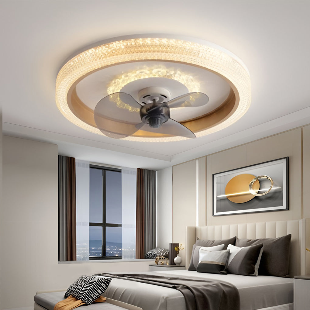 Muted Round 360° Rotatable LED Ceiling Fan Light for Modern Spaces