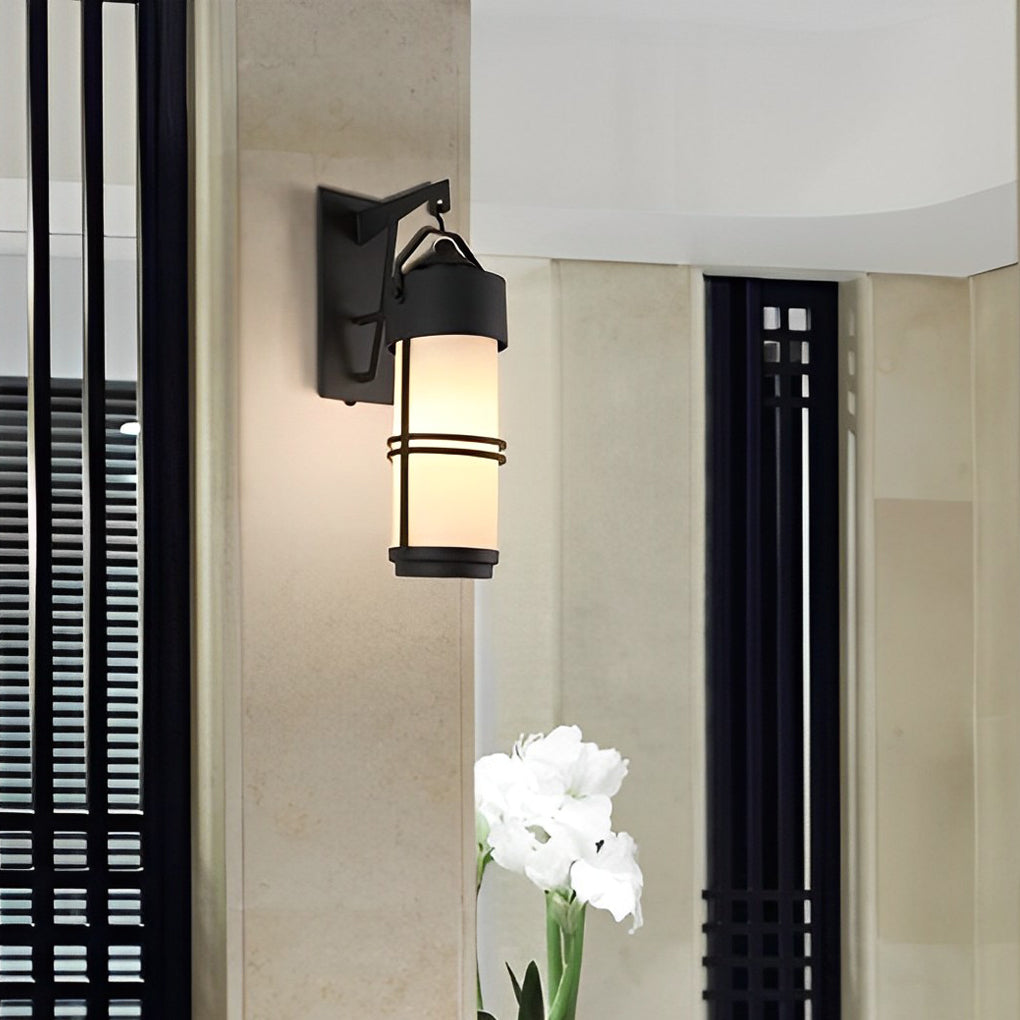 Rustic Black Waterproof American-Style Wall Lantern for Outdoor Use