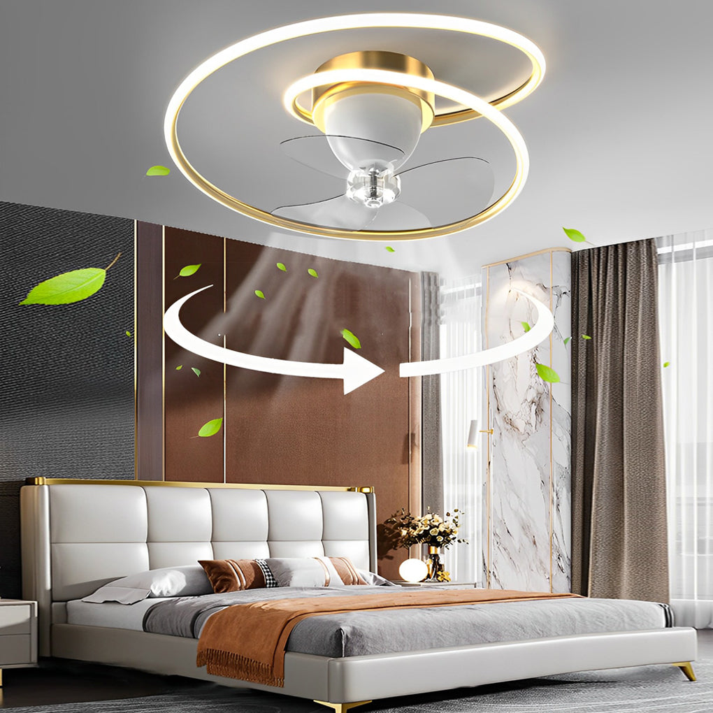 Modern White LED Ceiling Fan Light with 360° Rotation & Dimming