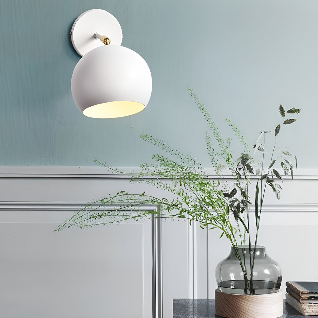 Adjustable White Hemispherical Nordic Wall Sconce Lamp for Modern Interiors