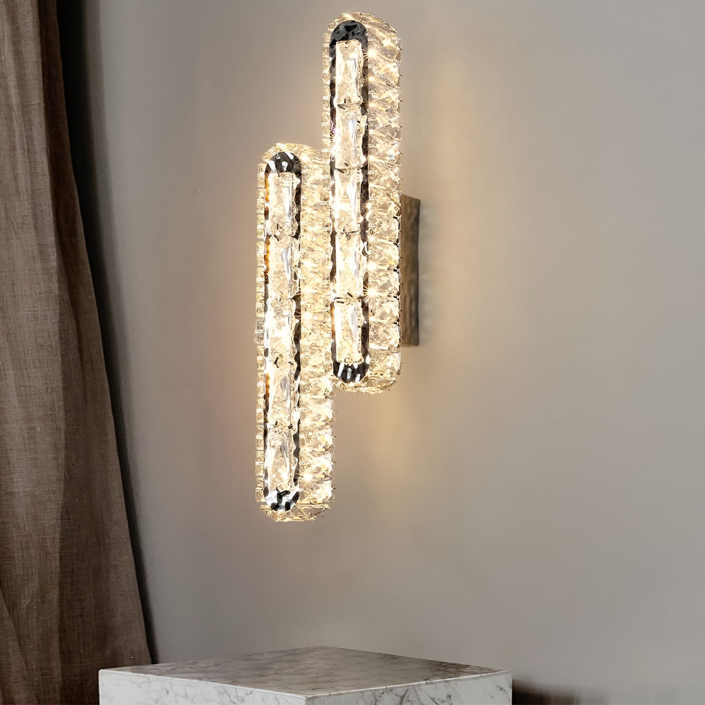 Modern Crystal LED Wall Sconce Lamp with Three-Step Dimming for Living Room