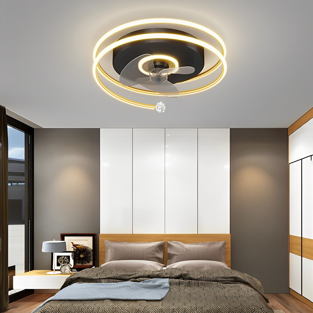 Modern White Bladeless LED Ceiling Fan Light for Living Room, Bedroom