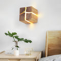 Rustic Cracked Wood Grain Square Wall Sconce Light for Bedroom Living Room