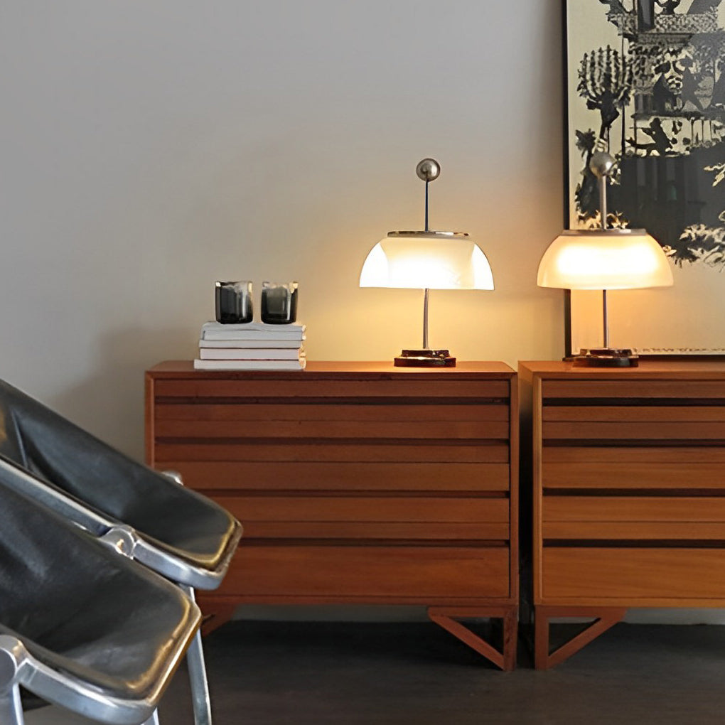 Elegant Ribbed Glass Bowl & Metal Table Lamps for Italian-Style Decor