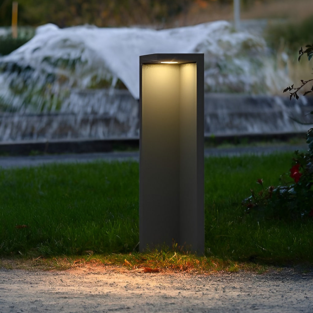 Modern Gray LED Half-Cut Rectangular Outdoor Path Light - IP54 Waterproof