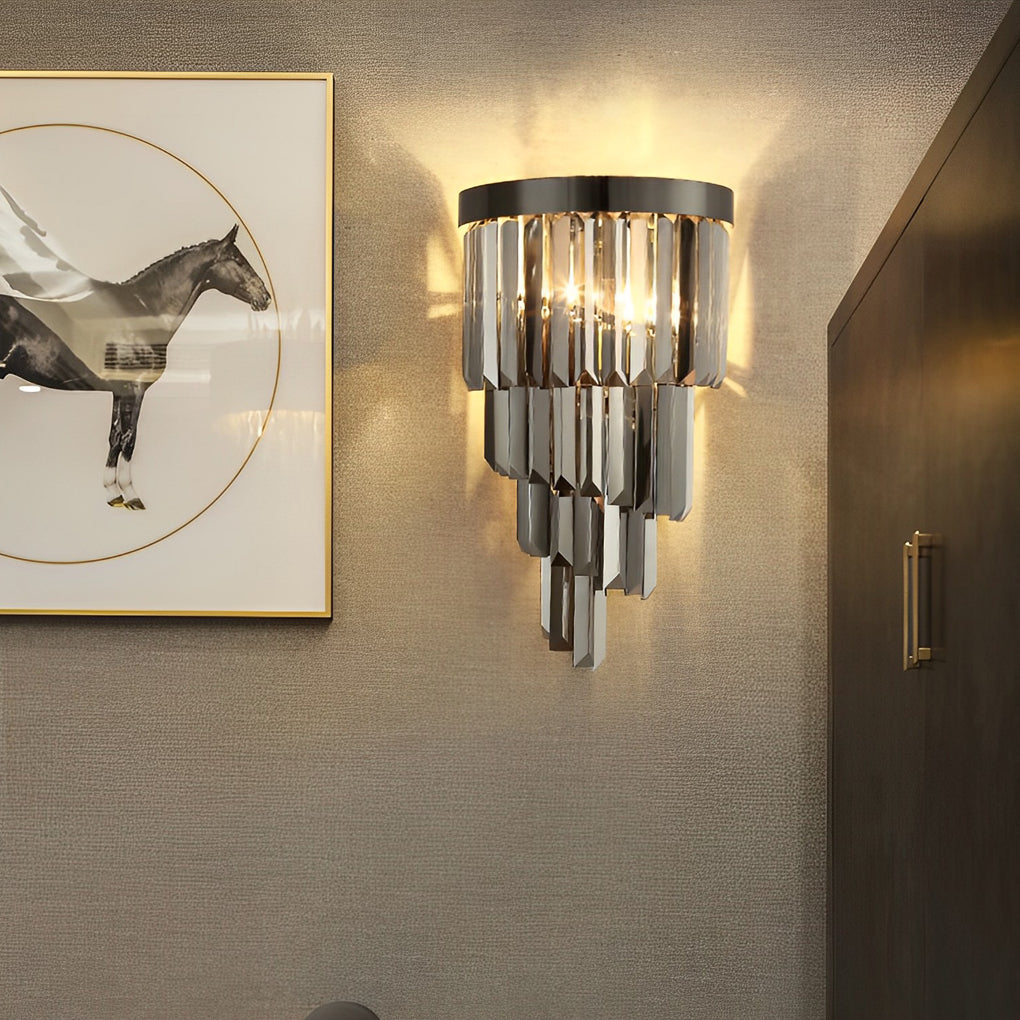 Post-Modern Clear Crystal and Metal LED Wall Lamp for Living Room