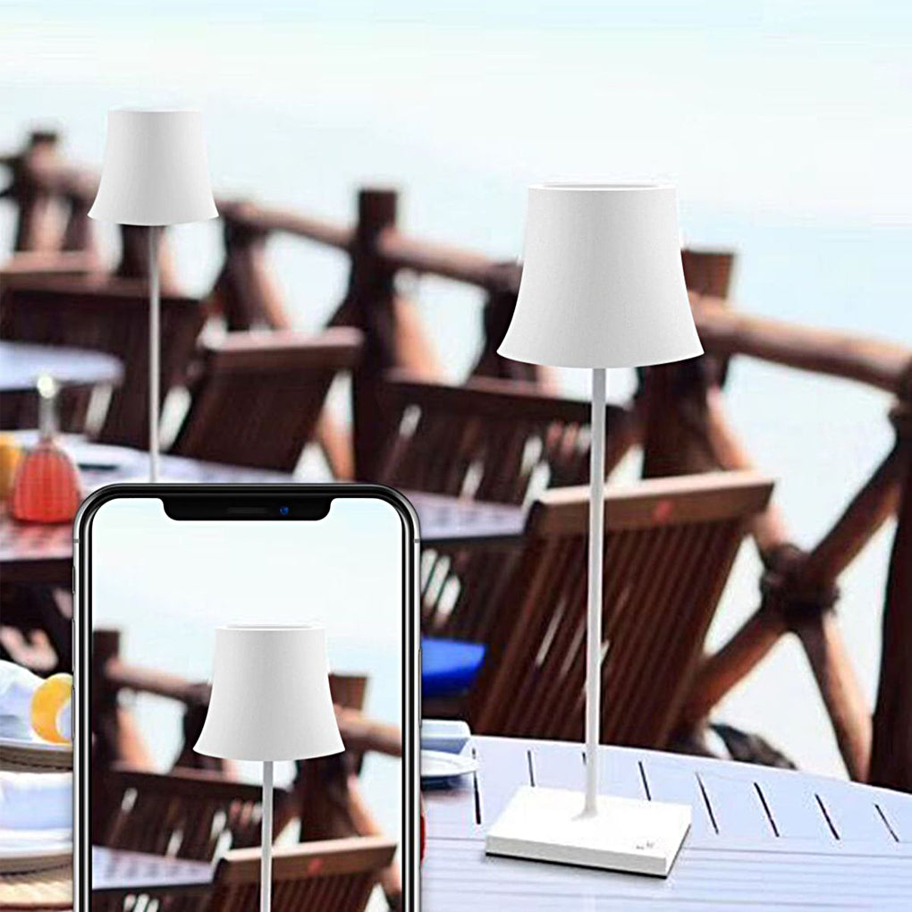 15-Inch Cordless Modern Black and White Metal Table Lamp for Home Decor