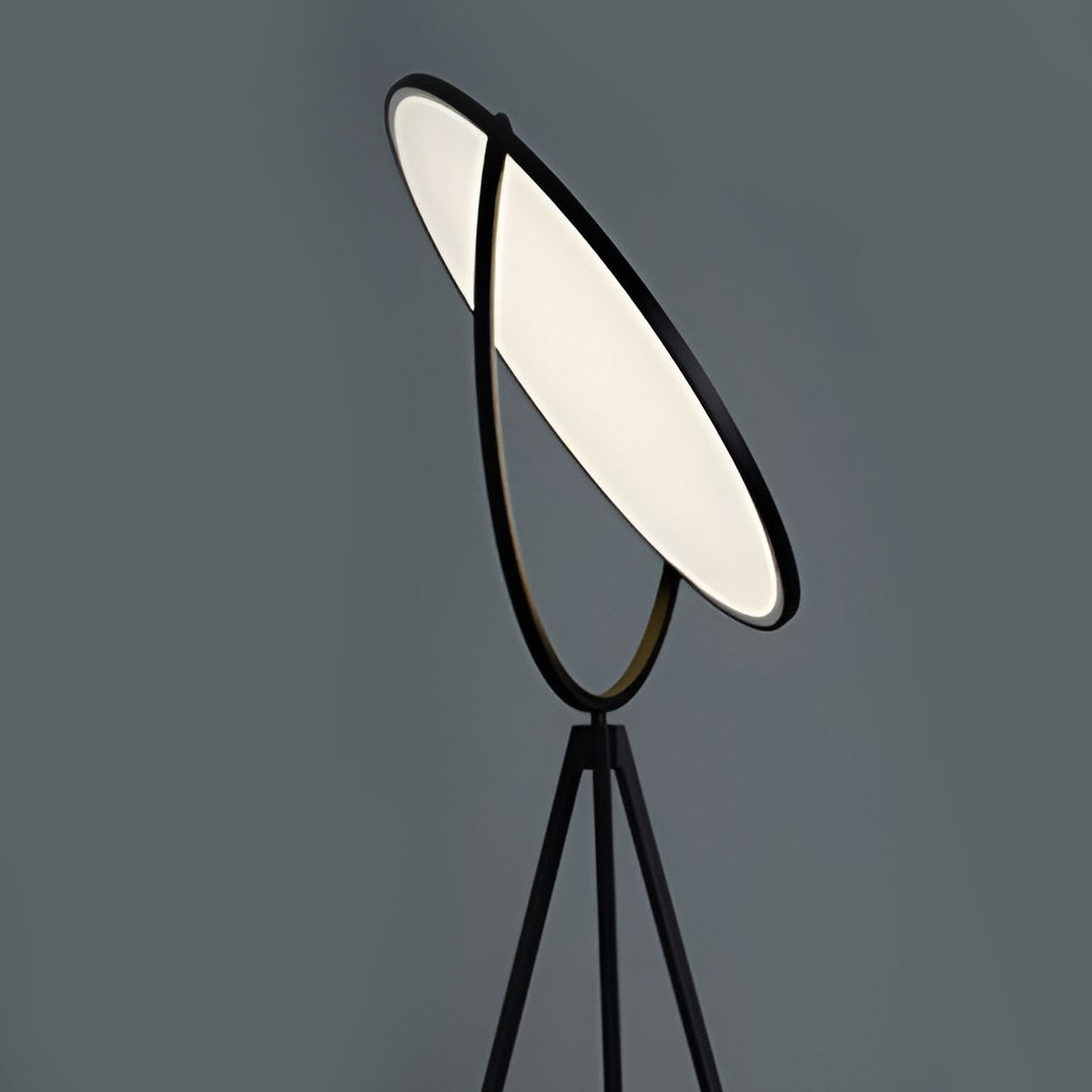 Contemporary Black Metal Rotating LED Tripod Floor Lamp for Living Room
