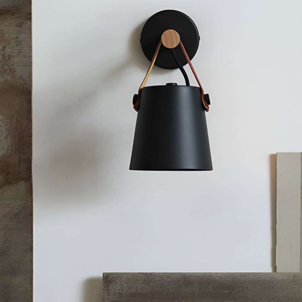 Nordic Style Wood and Metal Plug-in Wall Sconce Light for Living Room