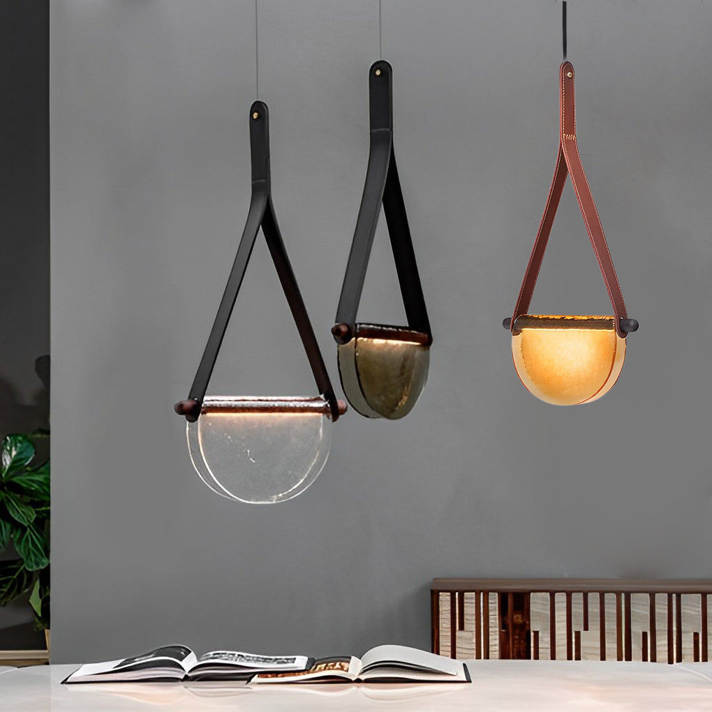 Post-Modern Semicircular Glass LED Chandelier for Living Room Decor