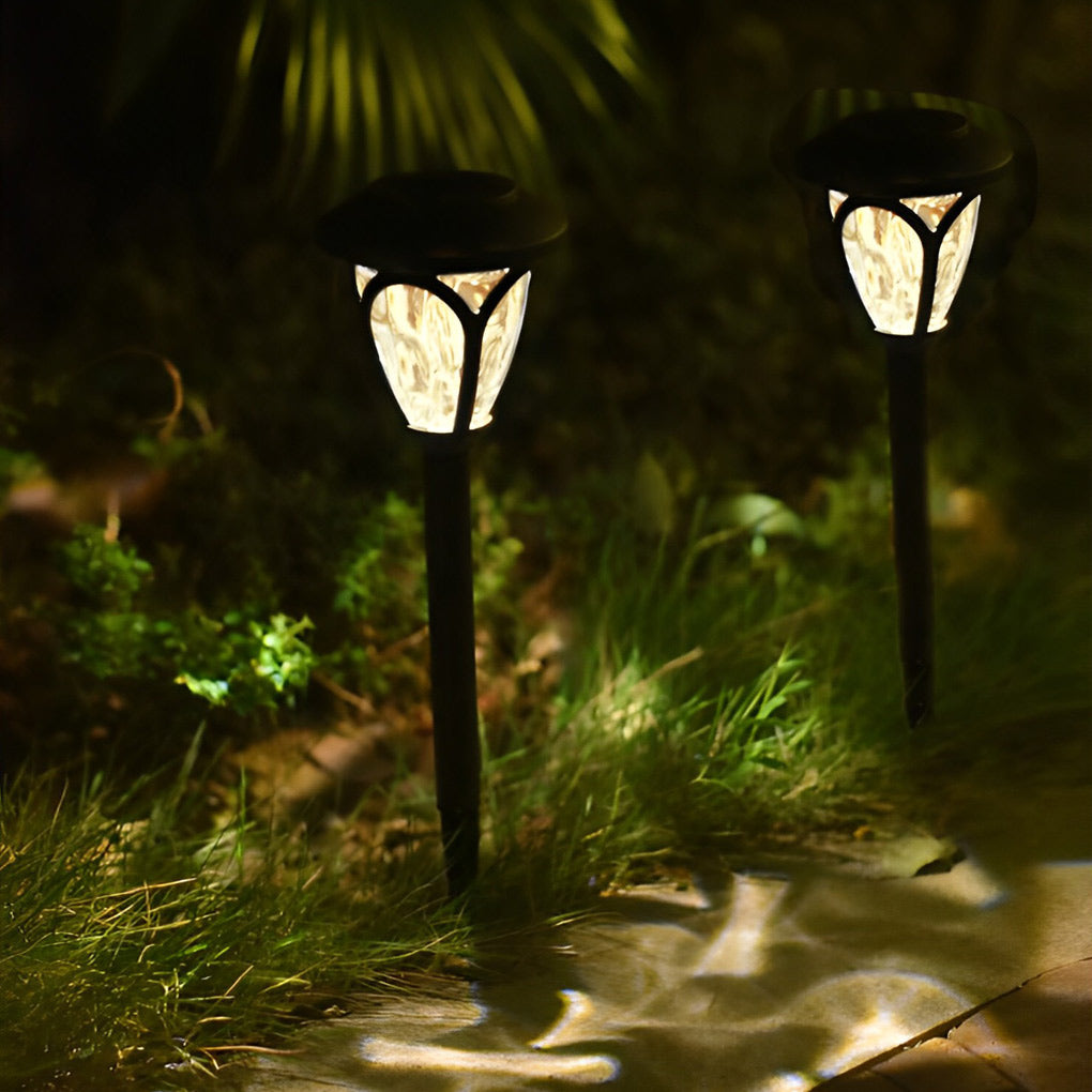 Set of 2 Modern Black LED Solar Lawn Lights for Outdoor Garden Décor