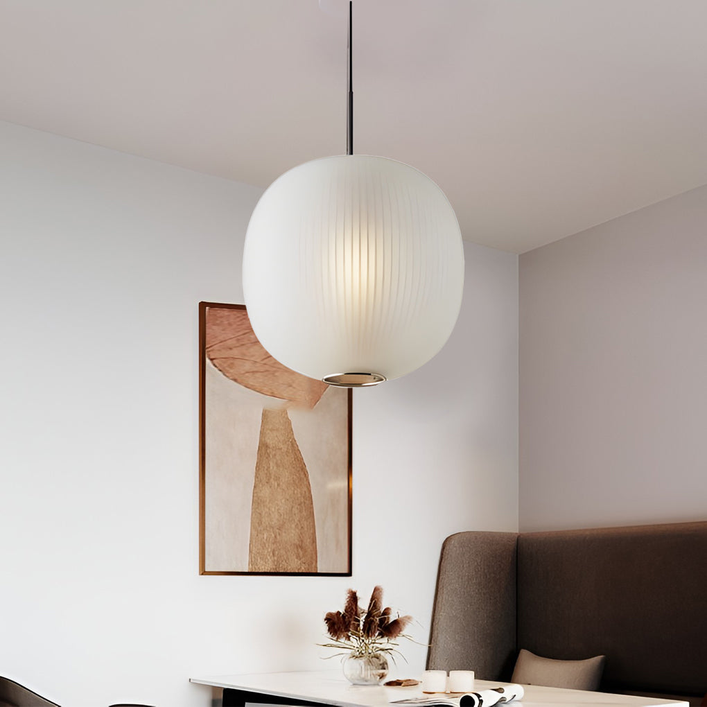 Modern Clear Glass Round Lantern LED Pendant Light for Living Room