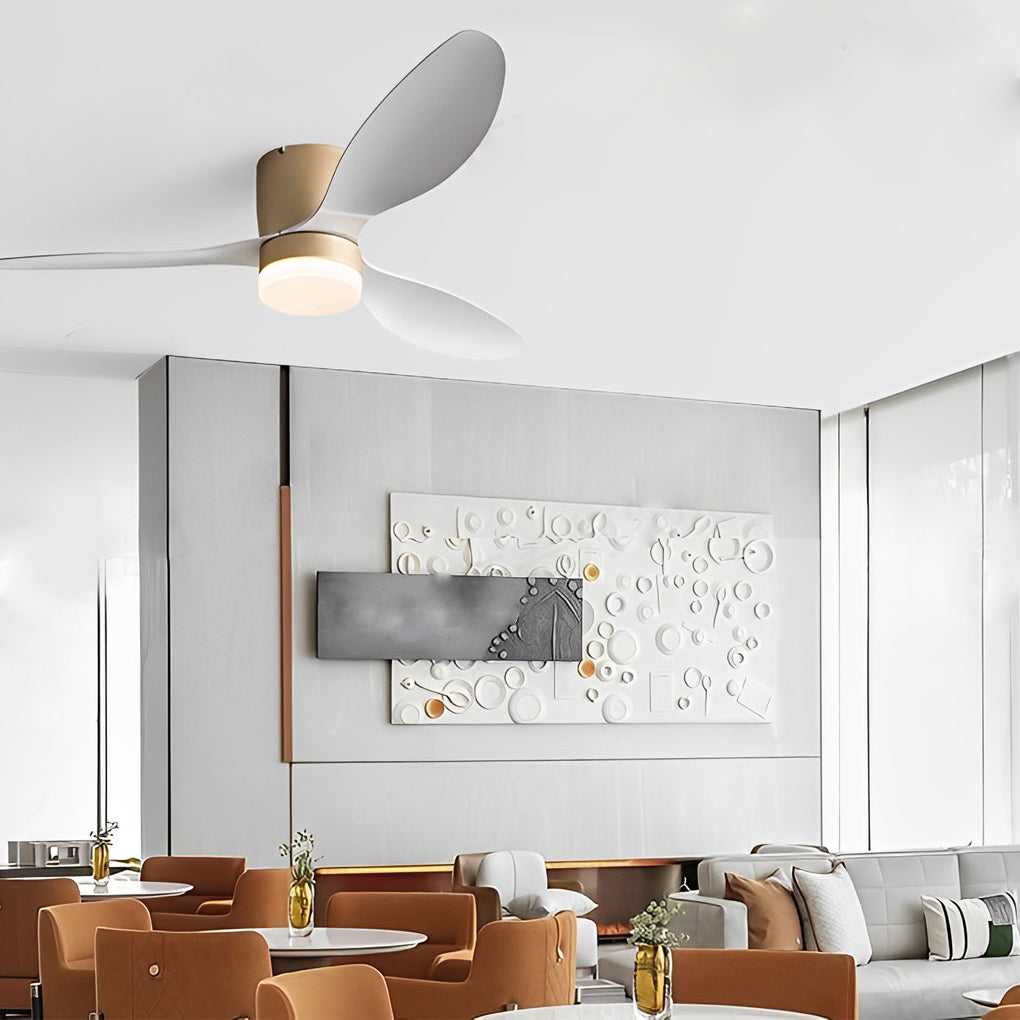 Dimmable 52-Inch Modern White LED Ceiling Fan with Remote for Living Room