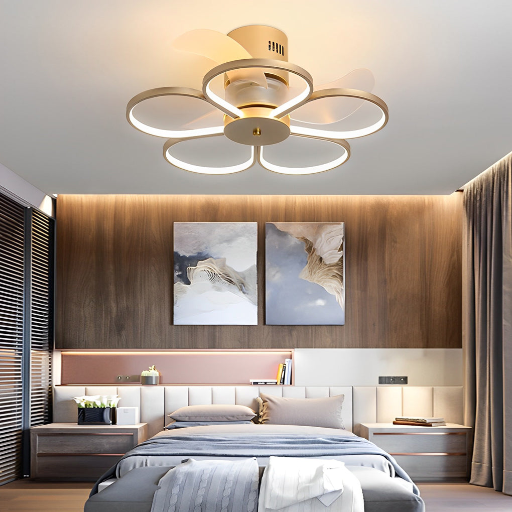 Modern White Bladeless LED Ceiling Fan with Dimmable Light for Living Room
