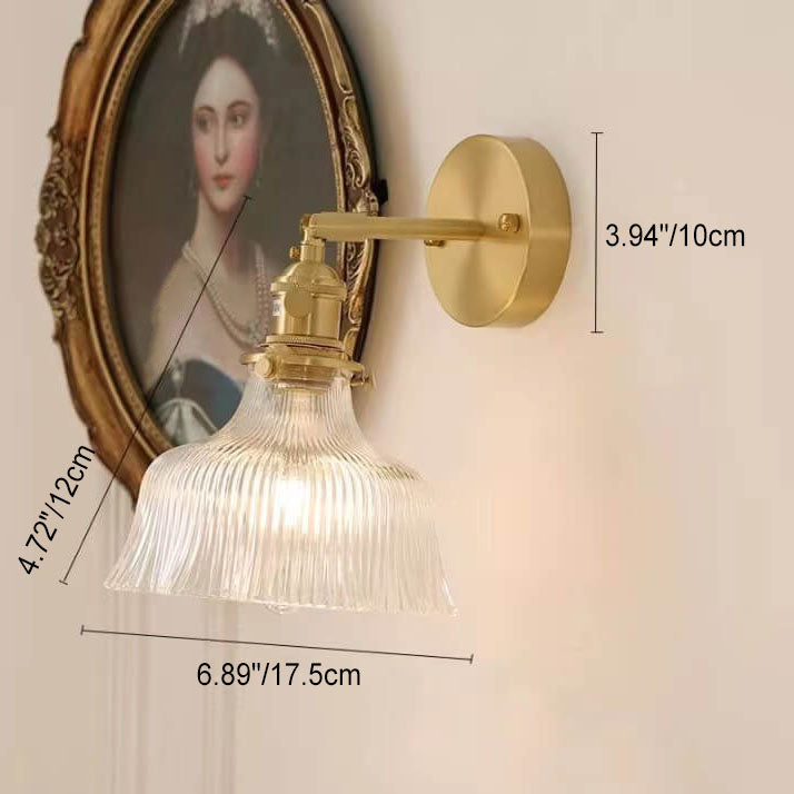 Nordic Copper Flower Glass Wall Sconce Lamp for Modern Home Decor