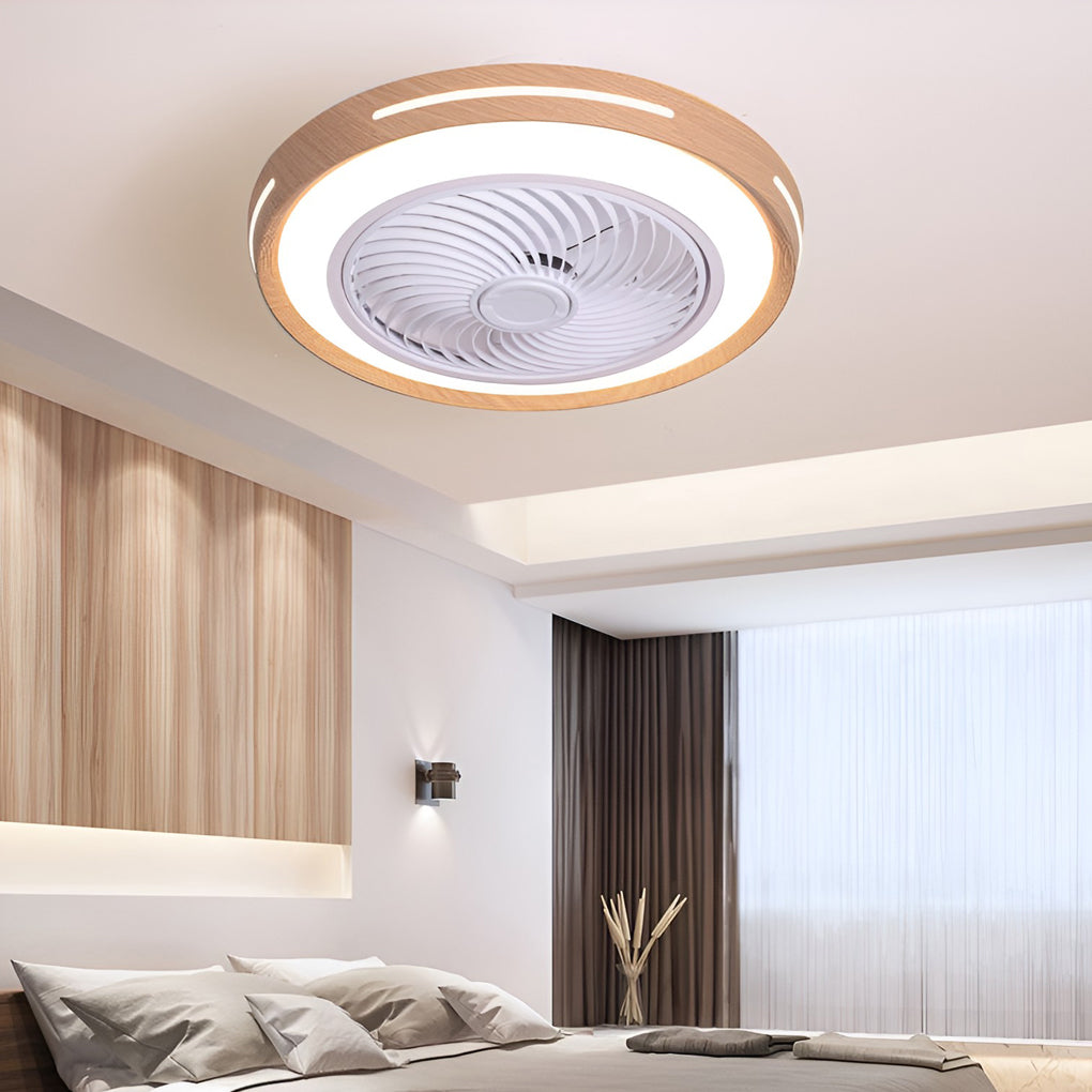 Sleek White Ultra-Thin LED Bladeless Ceiling Fan with Remote for Home
