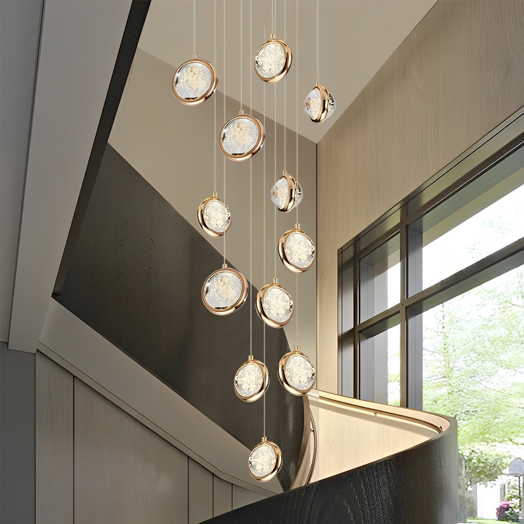 Adjustable Modern Crystal Cluster Chandelier for Luxury Staircase Lighting