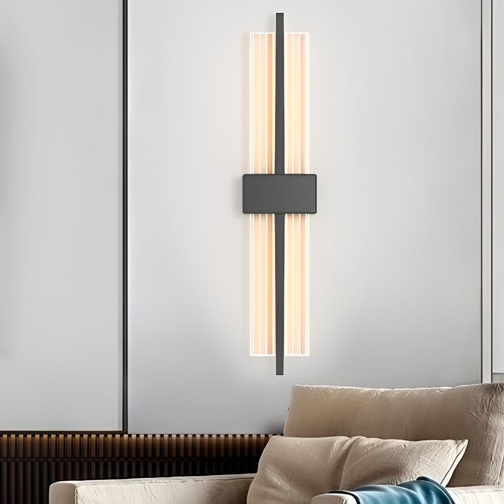 Postmodern Rectangle Warm LED Wall Sconce in Elegant Black for Living Room