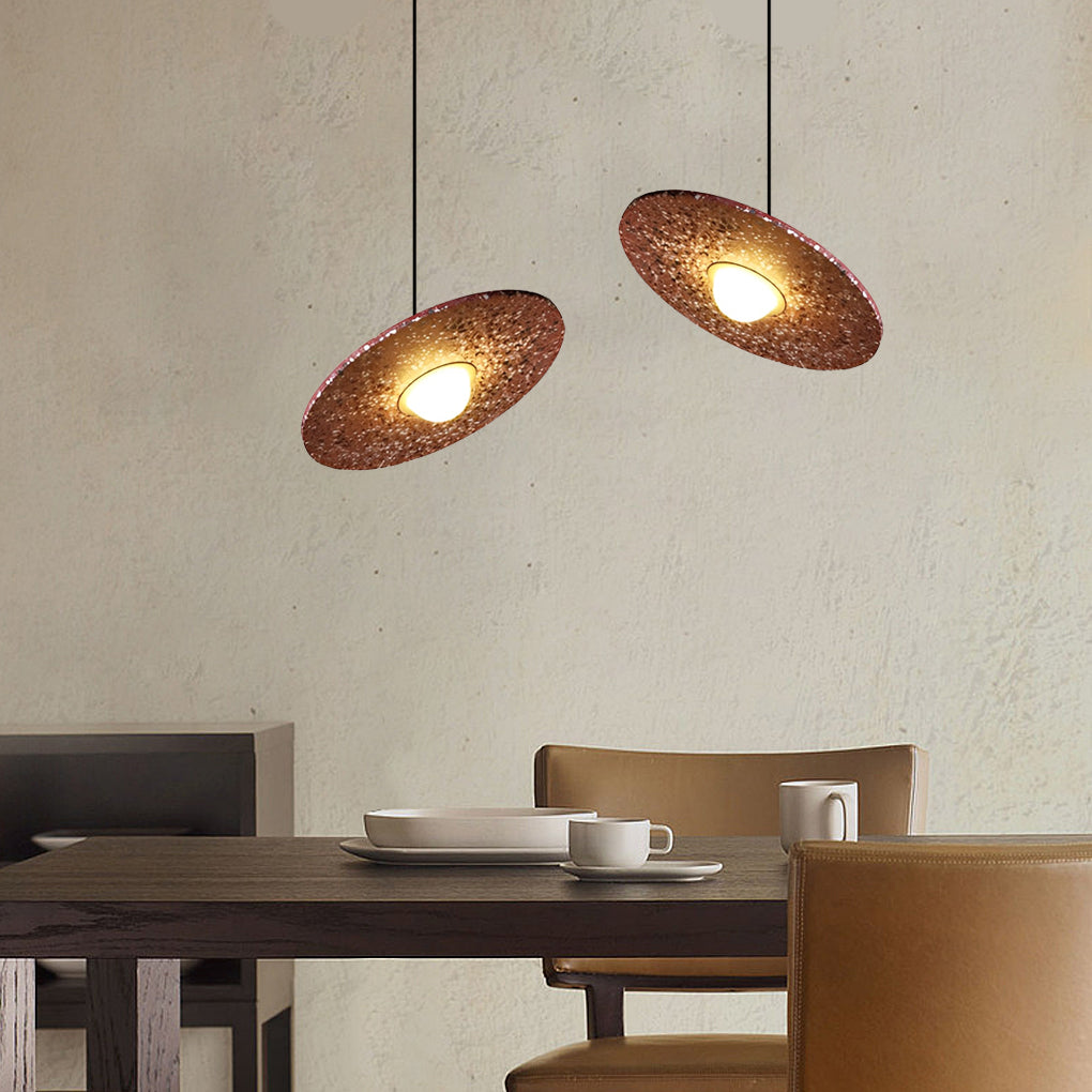 Colorful Round Terrazzo Glass LED Pendant Light Fixture for Modern Spaces