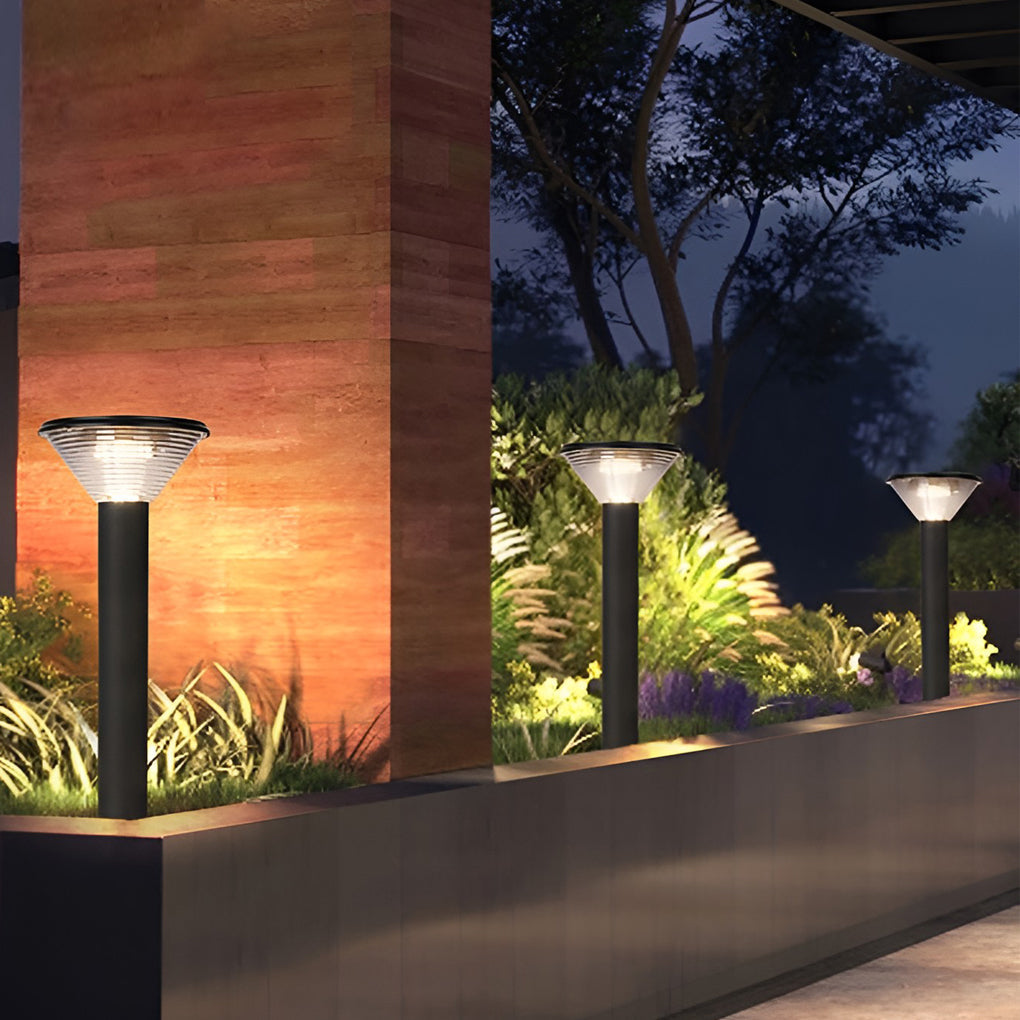 Sleek Black Cylindrical Solar LED Pathway Light for Outdoor Gardens