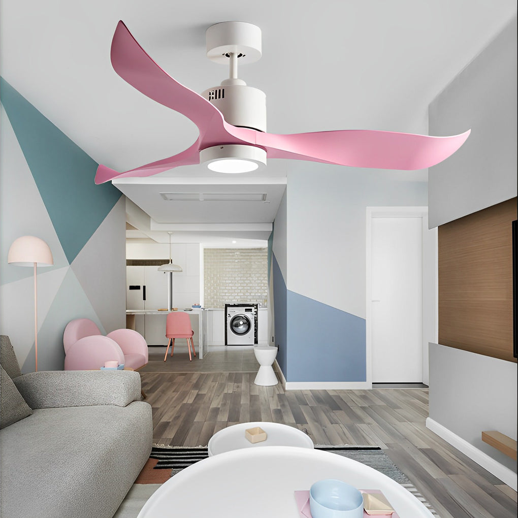 Nordic Style Silent 3-Blade LED Ceiling Fan with Remote for Living Room